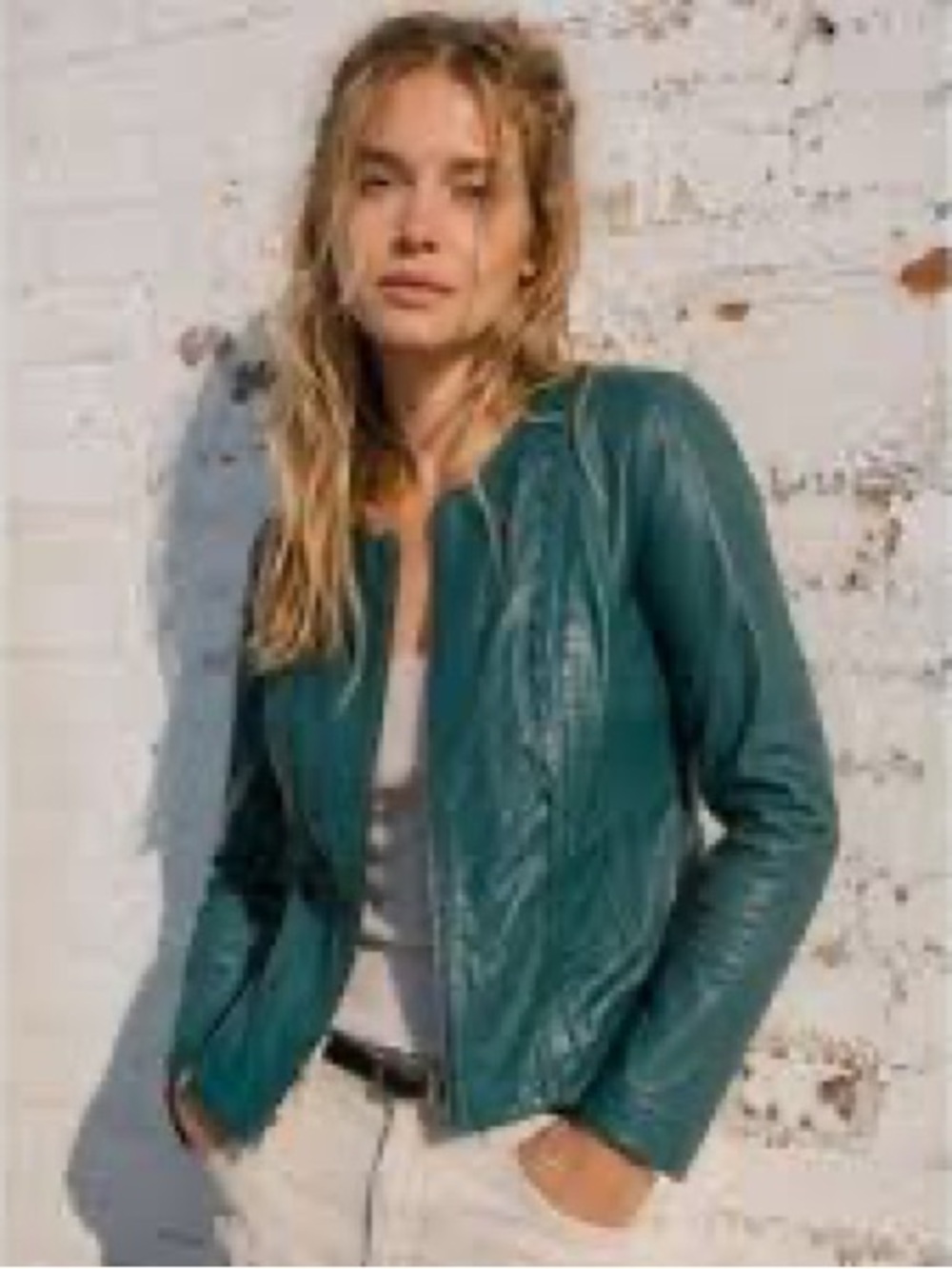 hinge Teal Leather Moto Jacket
